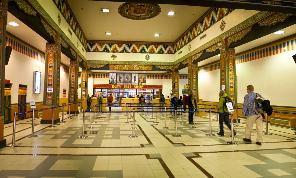 Paro International Airport Bhutan visa price arrivals hall